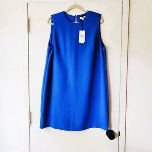 WHISTLES Cocoon Crepe Blue Sleeveless Dress Size US 14 | UK 18 | EU 46 NEW